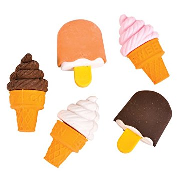 48 Adorable Ice Cream Cone & Frozen Treat Erasers; Kids Party Favors!! (Assorted Colors, 1) by Sweet Treats