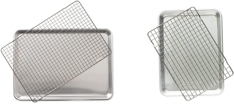 Nordic Ware - 43172AMZM Nordic Ware Half Sheet with Oven Safe Nonstick Grid, 2 Piece Set, Natural & Naturals® Quarter Sheet with Oven-Safe Nonstick Grid