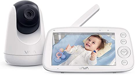 Baby Monitor, VAVA 720P 5" HD Display Video Baby Monitor with Camera and Audio, IPS Screen, 480ft Range, 4500 mAh Battery, Two-Way Audio, One-Click Zoom, Night Vision and Thermal Monitor