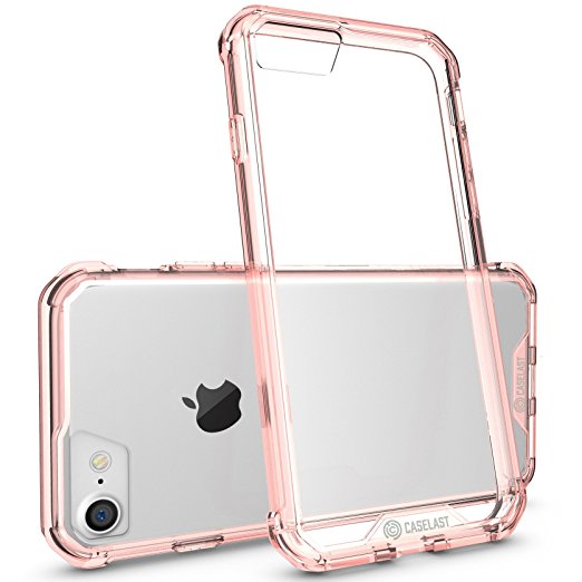 iPhone 7 Case - CASELAST [CRYSTALLINE SERIES] Premium Slim Transparent Protective Case - Shock-Absorbing TPU Bumper   Anti-Scratch Back Hard Cover for Apple iPhone 7 2016 4.7 Inch (Clear Rose)