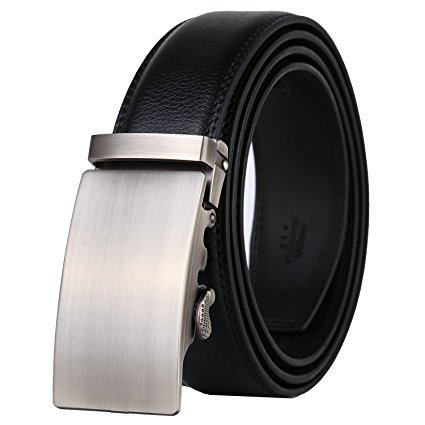 Dante Men's Leather Ratchet Dress Belt with Automatic Buckle, Elegant Gift Box