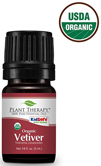 Plant Therapy Vetiver ORGANIC Essential Oil. 5 ml 100% Pure, Undiluted, Therapeutic Grade.