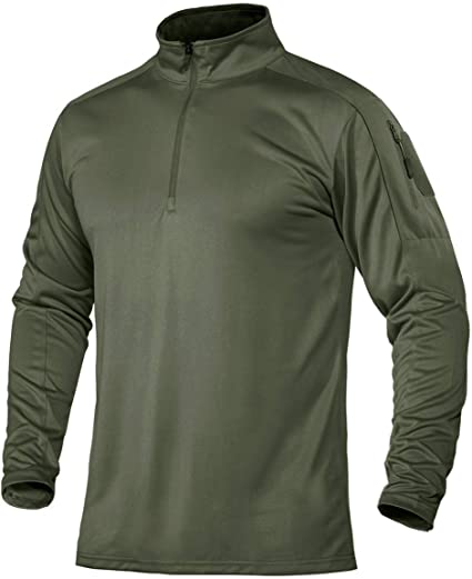 TACVASEN Men's Tactical Performance Polo Short and Long Sleeve 1/4 Zip Hiking Tee Shirt