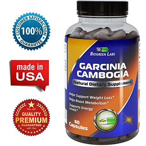 Garcinia Cambogia Extract Pure Weight Loss Supplement For Women And Men With 95% HCA to Block Carbs And Burn Fat – Thermogenic Metabolism Booster for Increased Energy – Antioxidants by Biogreen Labs