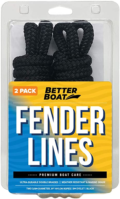 Boat Fender Lines for Boat Bumper Fender Hangers Marine Rope for Boats Jet Ski Double Braided Nylon 6 Feet