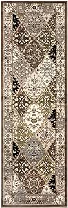 Superior Indoor Runner Rug, Jute Backed, Modern Rugs for Entryway, Hallway, Kitchen, Office, Bedroom, Living/Dining Room, Nursery, Artistic Neutral Damask, Paloma Collection, 2' 7" x 8', Chocolate