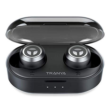 [Upgraded Version of T2] TRANYA T2 Pro Bluetooth 5.0 True Wireless Earbuds, Sports Wireless Headphone with Built-in Mic, Deep Bass, 40 Hours Playtime, IPX5 Sweatproof, Gift Box