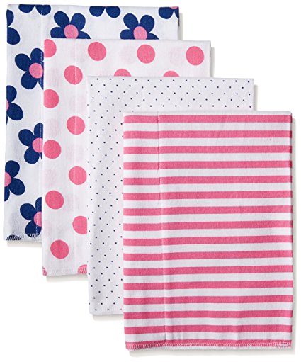 Gerber Baby Girls' 4 Pack Flannel Burp Cloths