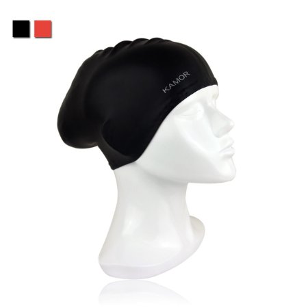 Kamor 652834 swimmingswim capcaps - The premium large Silicone Swimming Caphat For Longer Hair and High-Volume Hair Styles with beautiful design - Protect long hair and Anti-slip and Highly elastic and Large stretch - Greater durability than latex swimming hats - Eco-Friendly Non-Allergenic and Lightweight -more suitable for womengirls
