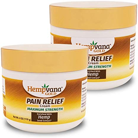 As Seen On TV Hempvana Gold Pain Cream with Hemp Seed Extract Relieves Inflammation, Muscle, Joint, Back, Knee, Nerves & Arthritis Pain Made in USA 4oz Phthalate Free, Paraben Free, Vegan