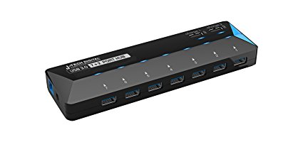 J-Tech Digital ® 7 port USB 3.0 HUB plus 2 Smart Power Charging Ports for iPhone, iPad, Samsung and More (5V/4.8A) Super Speed 5Gbps Support Windows XP/ 7/ 8/ Vista , Mac 9.1 above, Linux