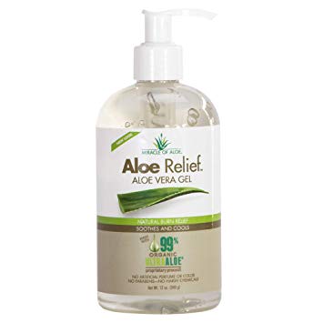 Aloe Relief Aloe Vera Gel 99% Pure Certified Organic made FRESH from the plant with naturally Enhanced UltraAloe Gel | No Parabens | No Fragrance | Cruelty Free | 12 ounce bottle with pump.