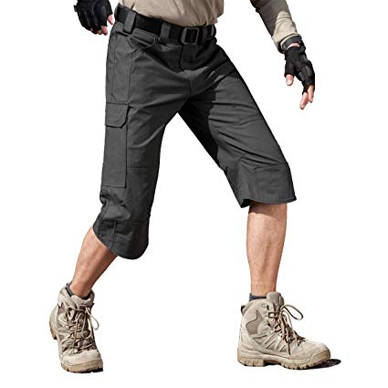 FREE SOLDIER Men's Capri Shorts Pants Casual 3/4 Water Resistant Multi Pockets Tactical Cargo Short