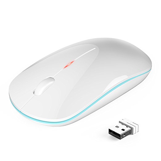 TeckNet Slim Wireless Mouse, 2.4G USB Cordless Mouse For Laptop PC Computer Windows Mac Linux Vista Macbook, Nano Receiver, 18 Month Battery Life, Extra Long Range