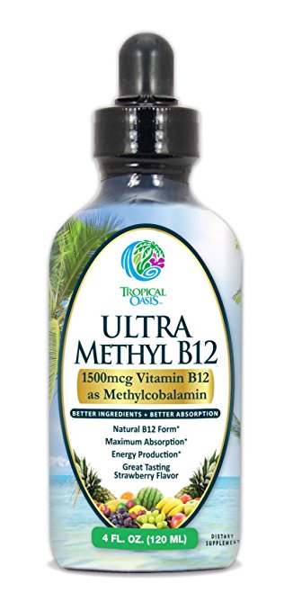Ultra Methyl B12 - Liquid Vitamin B12 Drops (as Methylcobalamin)- Up to 96% Absorption - Help Fights fatigue and provide natural energy* - 4 oz, 24 servings