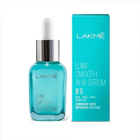 Lakme 8% AHA-BHA-PHA+ Complex Lumi Smooth Serum for Luminous Skin & Improved, Smooth Skin Texture, 15ml