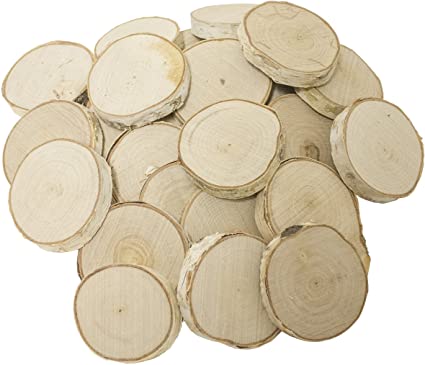 Walnut Hollow Bulk Pack Extra Small Birch Rounds for Coasters, Ornaments, Weddings and Craft Projects, 25-Piece Assortment