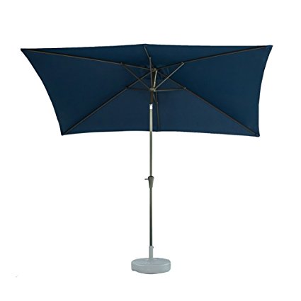 FLAME&SHADE 6'6"x10' Rectangular Market Patio Umbrella for Outdoor Rectangle Table, with Push Button Tilt and Crank, Navy Blue