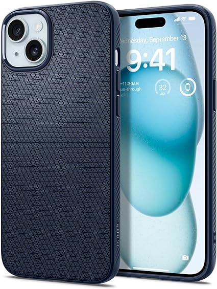 Spigen Liquid Air Armor Designed for iPhone 15 Case (2023), [Military-Grade Protection] - Navy Blue