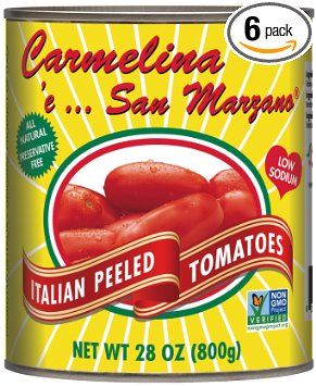 Carmelina San Marzano Italian Whole Peeled Tomatoes in Puree, 28 ounce (Pack of 6)
