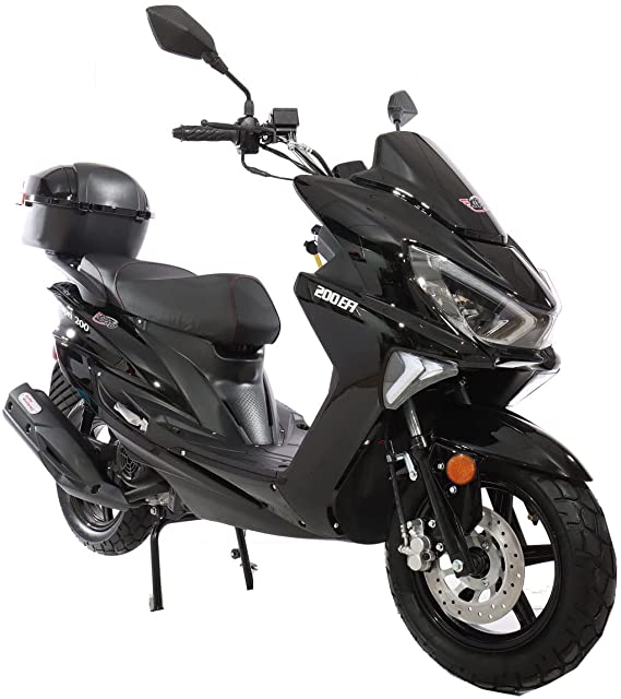 X-PRO Adult Scooter 200 EFI Fuel Injection Scooter (Tested and Assembled, Black)