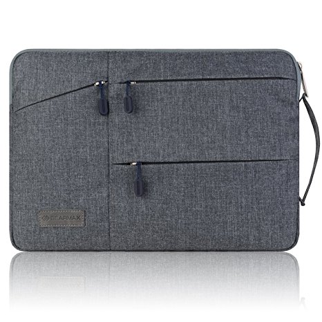 15-15.6 Inch Multi-functional Waterproof Laptop Sleeve Case with Handles and Zipped Pockets for 2016 Macbook Pro 15.4 / Other 15.6 Portable Computers / Notebook / Surface / Dell Cover Bag by Gearmax