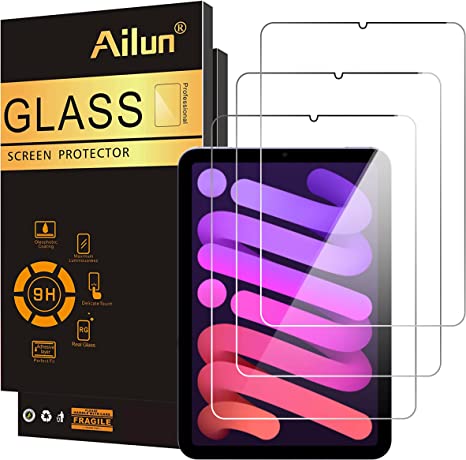 Ailun Screen Protector for iPad Mini 6[8.3 Inch] [2021 Release] Tempered Glass 2.5D Edge Ultra Clear Transparency, Anti-Scratches Case Friendly [3 Pack]