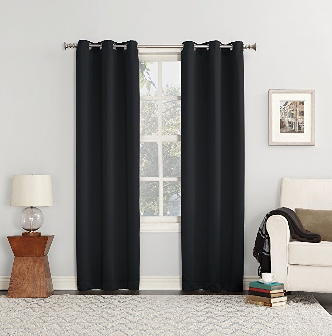 Sun Zero Easton Blackout Energy Efficient Curtain Panel, 40" x 95", Black