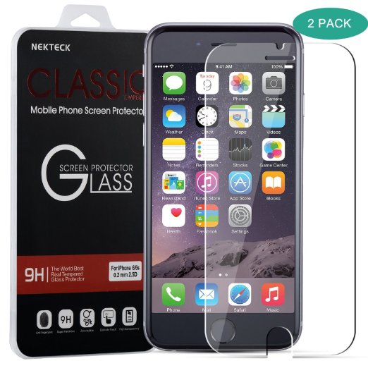 iPhone 7 Screen Protector, Nekteck iPhone 7/6/6S Ballistic Glass Screen Protector (4.7 inch ONLY) [Tempered Glass] 0.2mm Screen Case Protection 99% Touch-screen Accurate Fit (2 Pack)