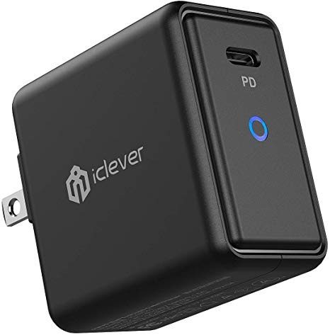 iClever USB C Charger, 61W Type C Wall Charger with GaN Tech, PD 3.0 Fast Charging Block for iPhone 11/Pro/Max/XR/XS/X, MacBook Pro/Air, Dell XPS, iPad Pro 2018, Galaxy, Google Pixel (Black) (Black)