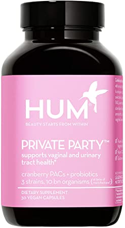 HUM Private Party - Supports Healthy Vaginal pH & Urinary Tract Health - Daily Vaginal Probiotics for Women to Help Maintain Yeast Balance - Vegan Oral Cranberry Supplement & Probiotic (30 Capsules)