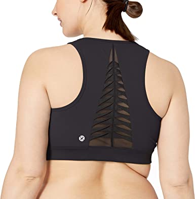 Amazon Brand - Core 10 Women's (XS-3X) Icon Series 'Fierce Pleats' Mesh Yoga Longline Sports Bra