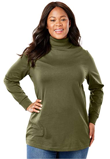 Woman Within Plus Size Perfect Cotton Turtleneck