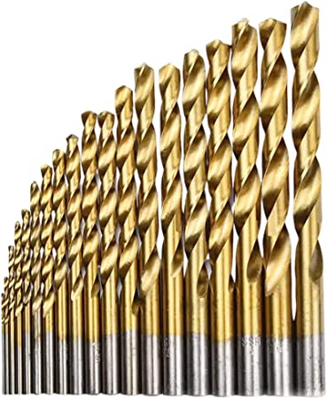 Hymnorq 1.0 to 10mm Metric Jobber Twist Drill Bits Set of 19pcs Titanium Coated HSS 4241, Straight Shank for General Purpose in Wood Plastic and Soft Metal Sheet