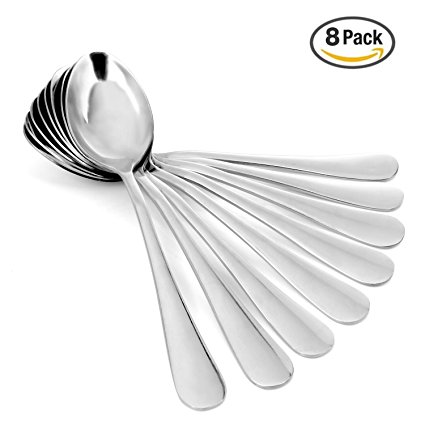 Dinner Spoons, MCIRCO 8-piece Stainless Steel Spoon Set Serving Spoons Table Spoon Set(Oval-Middle)