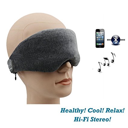 DOLIROX Wireless Bluetooth Velvet Eye Patch Music Eye Wear Eye Mask Hands-free Phone Call Answer Ears-free Eye shade for Sleeping (Dark Grey)