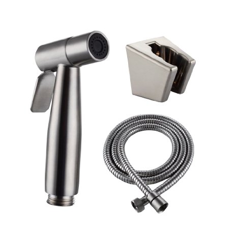 KES LP950-2 Toilet Hand Held Bidet Shattaf with Hose and Bracket Holder SUS304 Stainless Steel, Brushed Finish