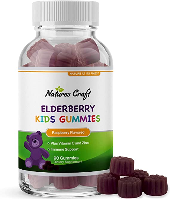 Sambucus Elderberry Gummies Kids Vitamins - Delicious Black Elderberry Gummies for Kids Immunity Booster - Immune System Support for Kids Gummy Vitamins with Potent Antioxidants Vitamin C and Zinc