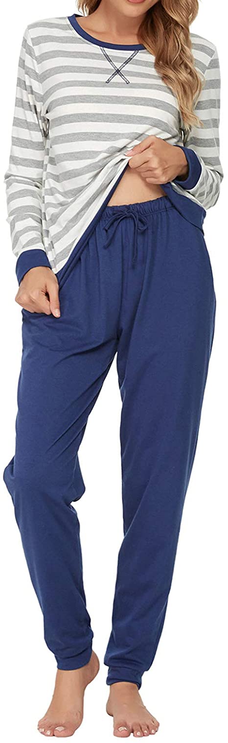 TOP-MAX Womens Pajama Set Long Sleeve Sleepwear Nightwear Soft Pjs Lounge Sets S-XXXL