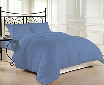 COMFORTER Down Alternative 200 GSM Microfiber Fill Light Weight 1200 Thread Count 1 Piece Hypoallergenic 100% Egyptian Cotton Solid by BED ALTER (Mediterranean Blue, King)