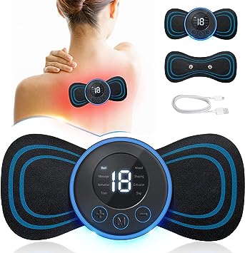 Sorbus NEW Body Massager,Wireless Portable Neck Massager with 8 Modes and 19 Strength Levels Rechargeable Pain Relief EMS Massage Machine for Shoulder,Arms,Legs,Back Pain for Men. (Black Massager)