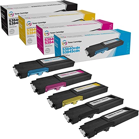 LD Products Compatible Toner Cartridge Replacement for Dell Color Laser S3840cdn & S3845cdn Extra High Yield (2 Black, 1 Cyan, 1 Magenta, 1 Yellow, 5-Pack)