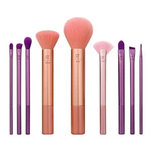 Real Techniques Insta Artist Brush Kit, Face, Cheek & Eye Brush Set, Makeup Brush Kit, For Foundation, Blush, Bronzer, Concealer, & Eyeshadow, Quality Makeup Tools, 9 Piece Gift Set