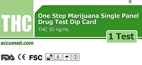 10 Pack AccuMed THC Test Marijuana Drug Test Kit - Single Panel Dip Card Weed Cannabis, 10 Tests (THC10-PP)
