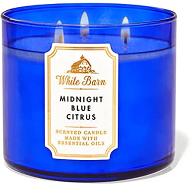 Bath and Body Works, White Barn 3-Wick Candle w/Essential Oils - 14.5 oz - 2021 Core Scents! (Midnight Blue Citrus)