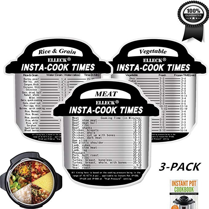 Instant Pot Cheat Sheet Magnets Set/Meat& Vegetable& Rice, Cooking Times for 63 Common Prep Functions and water ratios. Instant Pot Accessories- Fits3,5,6,8Qt Instant pot Pressure Cooker- Best Gift
