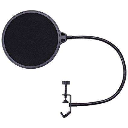 AW Microphone Pop Filter for Condenser Microphone Mic Wind Screen Mask Shield Mount Gooseneck