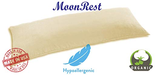 MoonRest - Organic Body Pillow, Natural Fabric - Hypoallergenic Down-Like Fill - Body Pillow - 20” X 54”