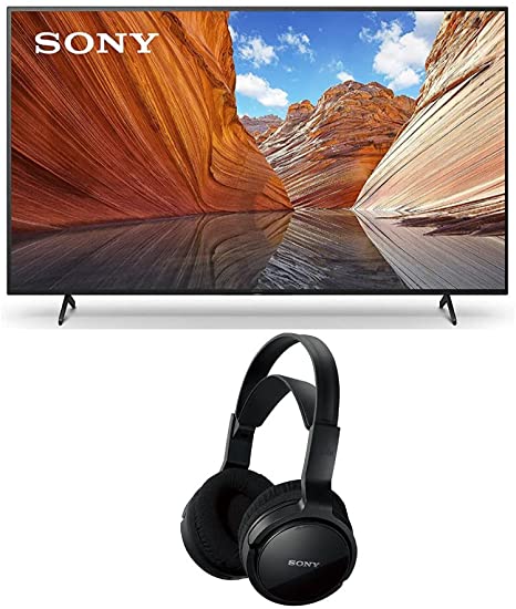 Sony KD55X80J 55-Inch LED 4K UHD Smart TV with Dolby Vision HDR (2021 Model Year) Home Theater Headphones Bundle (2 Items)