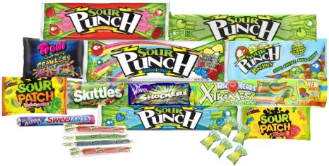 Sour Power Care Package Including 20  Candies with a Kick! Variety Snack Box for Military Appreciation, Gift Basket of Assorted Sweet & Sour Treats for Kids and College Students (1 Box)